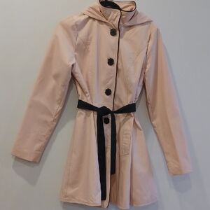 Laundry By Shelli Segal Blush Trench Coat with Black Contrast Belt